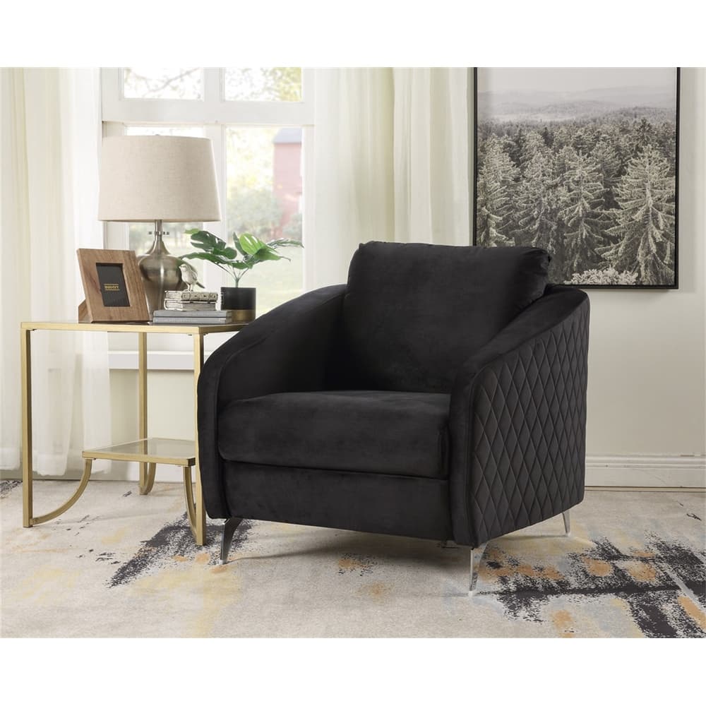 Velvet Modern Chic Accent Armchair in Black