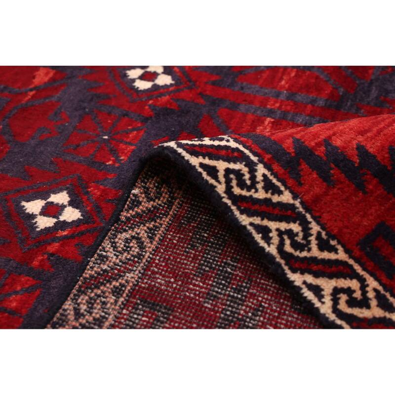 ECARPETGALLERY Hand-knotted Baluch Red Wool Rug - 3'7 x 6'8
