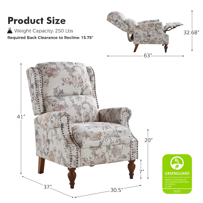 Terri Classic Cutaway Arms with Nailheads Manual Recliner for Living Room Set of 2 by HULALA HOME