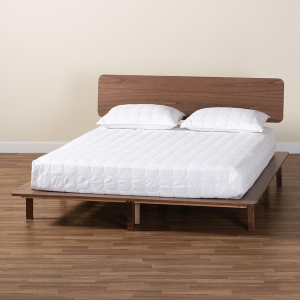 Alyssa Japandi Walnut Brown Wood Platform Bed - Bed Bath & Beyond