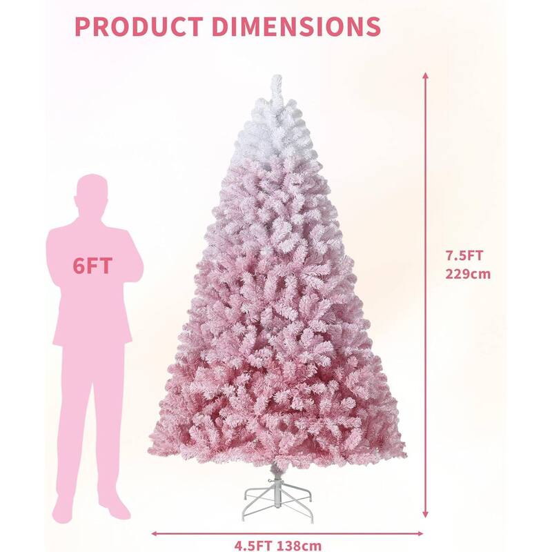 Pink Snow Flocked Artificial Christmas Tree for Home Office - N/A