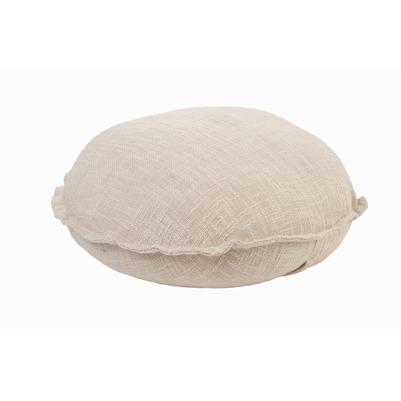 HomeRoots 20" X 20" Beige Round Cotton Throw Pillow