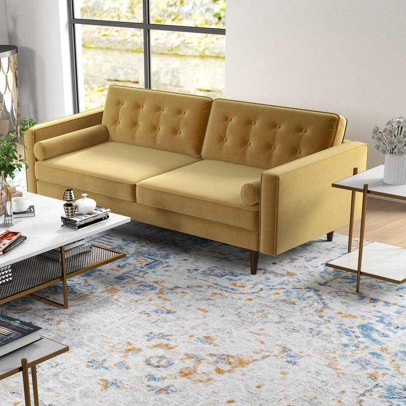 Kerry Mid Century Velvet Sofa in Gold (Set of 2)
