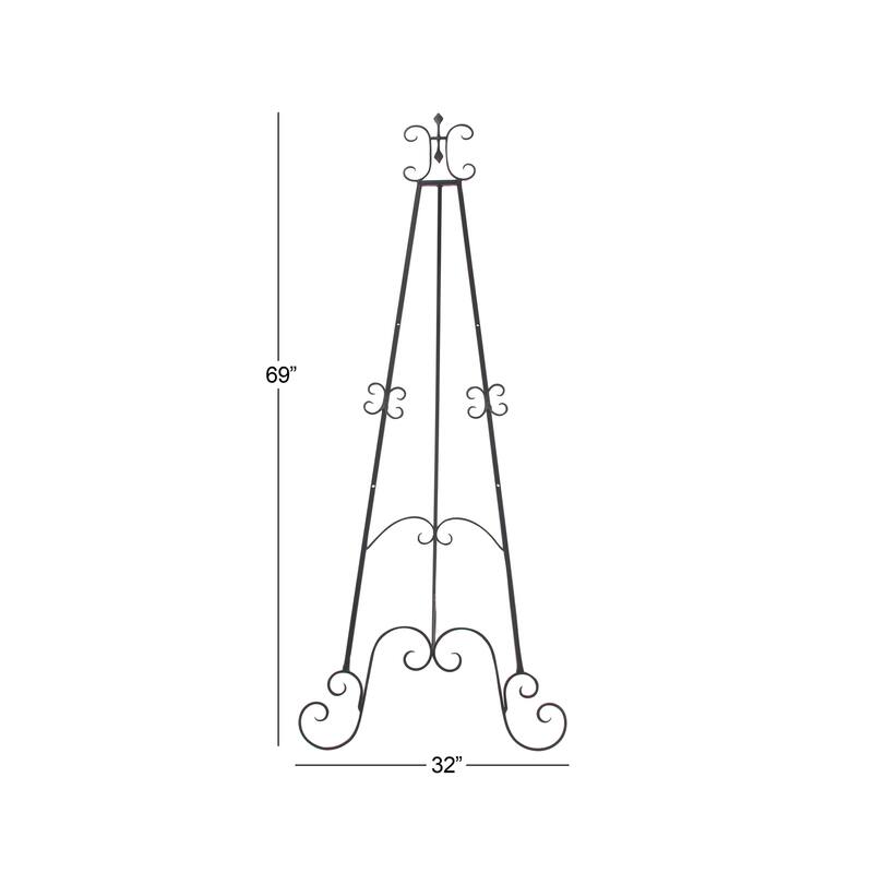 Black Metal Adjustable 3 Tier Scroll Display Easel with Chain Support