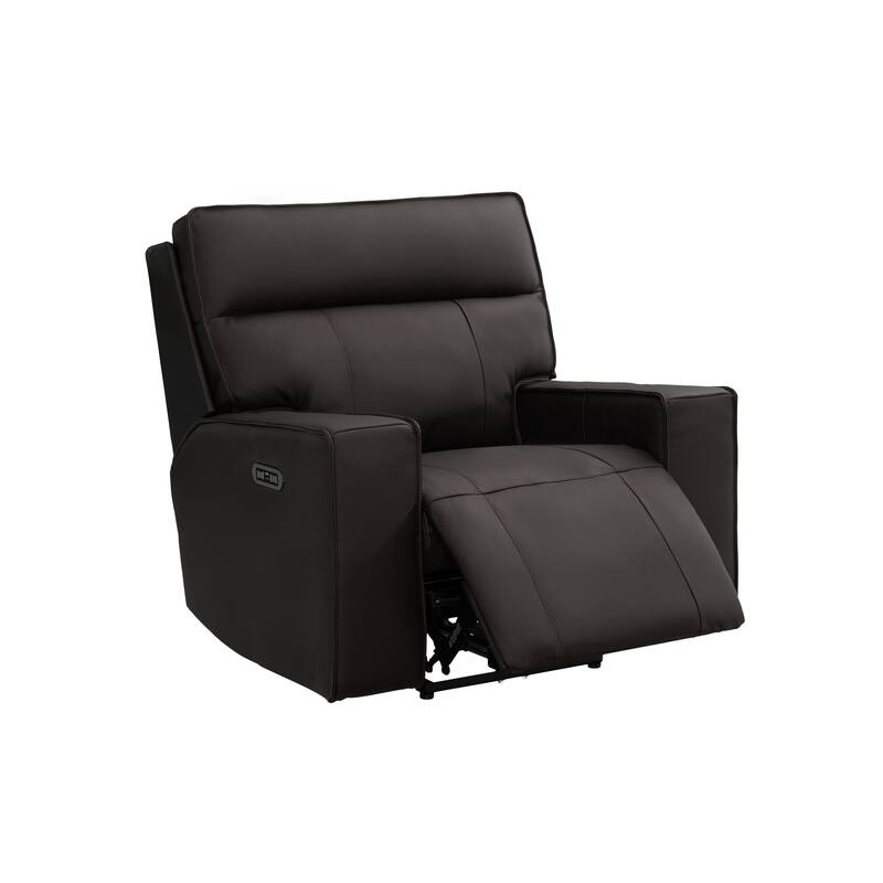 Abbyson Layton Top Grain Leather Dual Power Recliner - Brown