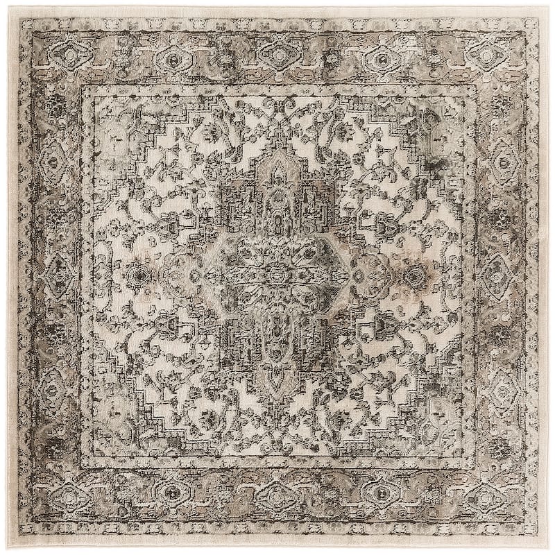 Nourison Concerto Classic Persian Medallion Area Rug. - 5' x Square - Ivory/Gray