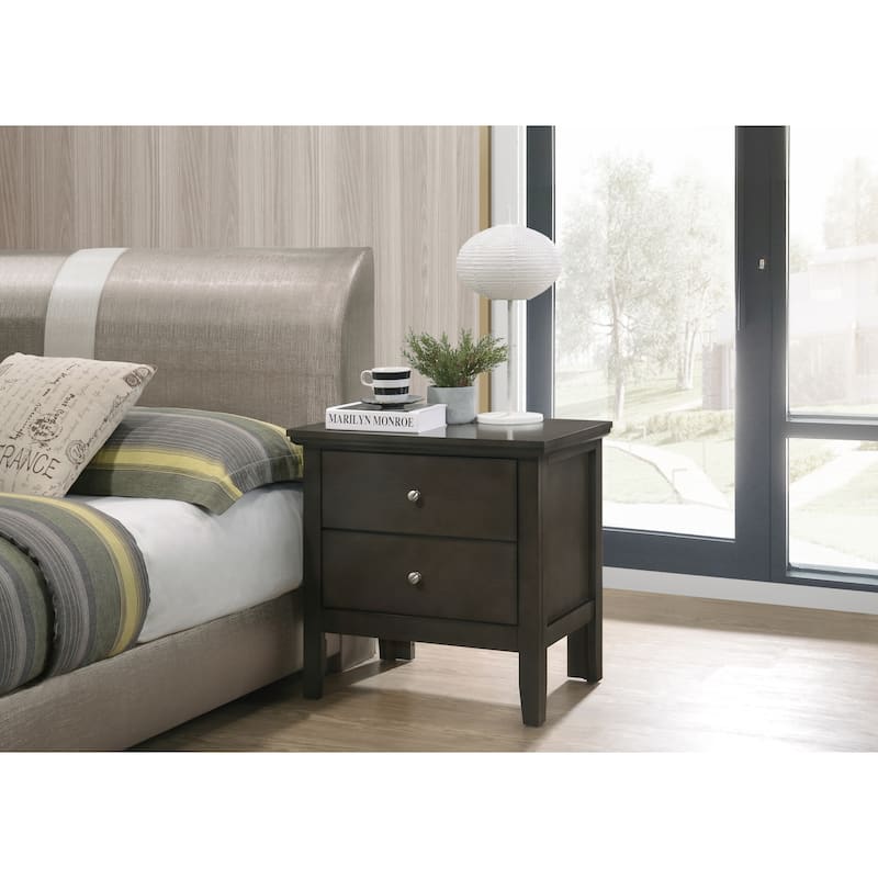 Modern 24-in Double-Drawer Nightstand with Metal Knob