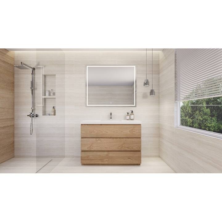 Modern 48“ Single Sink Bathroom Vanity with Soft-Close Storage and Integrated Acrylic Top (Angeles Series)