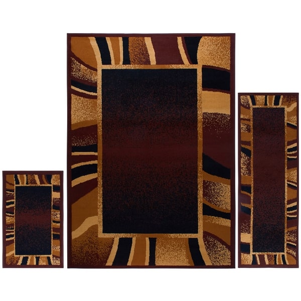 slide 2 of 7, Home Dynamix Ariana Konya Traditional 3-Piece Area Rug Set 5' x 7' - Brown