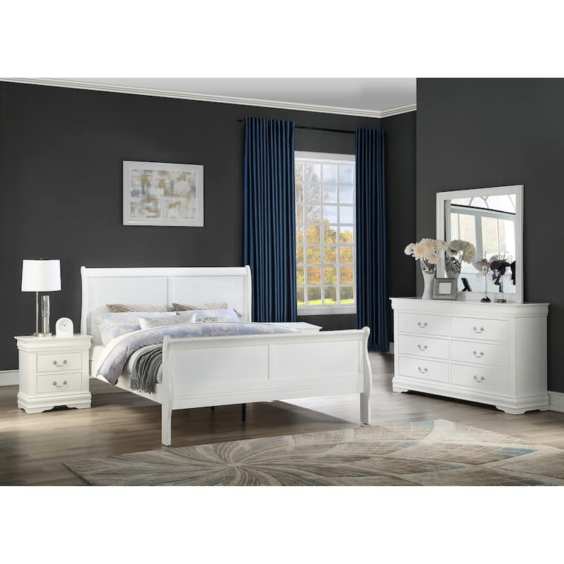Lillie 4 Piece White Sleigh Bedroom Set
