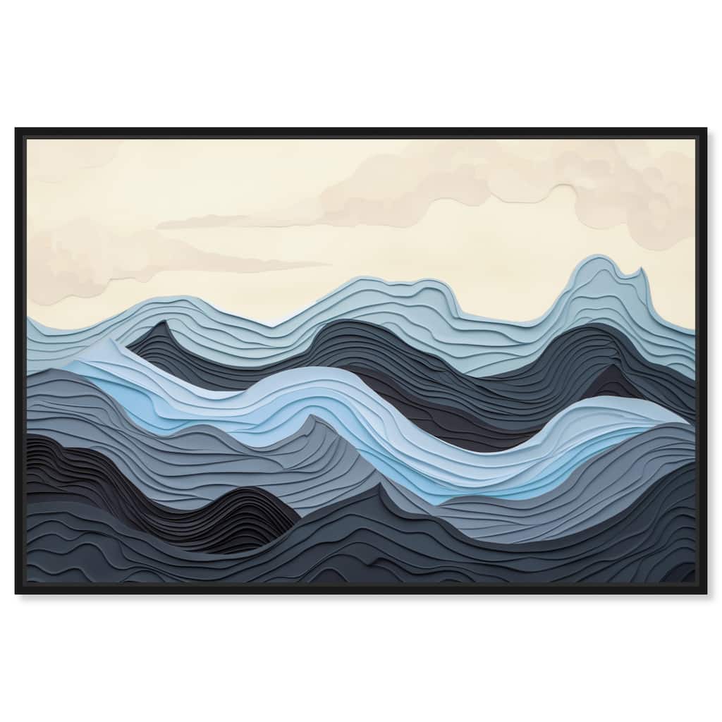 Art Remedy Waverly Framed Blue Abstract 1 Piece Canvas Wall Art
