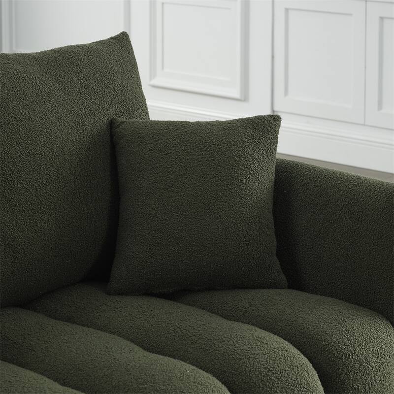 3 + 3 Seater Teddy Sectional Couch with Wood Frame