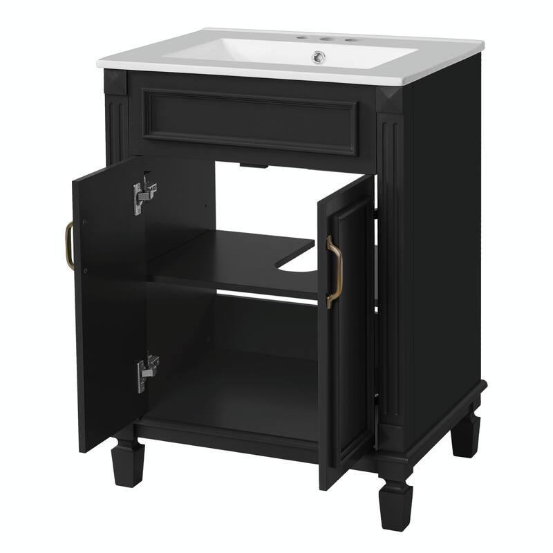 24'' Bathroom Vanity with Sink - Modern Storage Cabinet with 2 Soft-Closing Doors and Adjustable Shelf