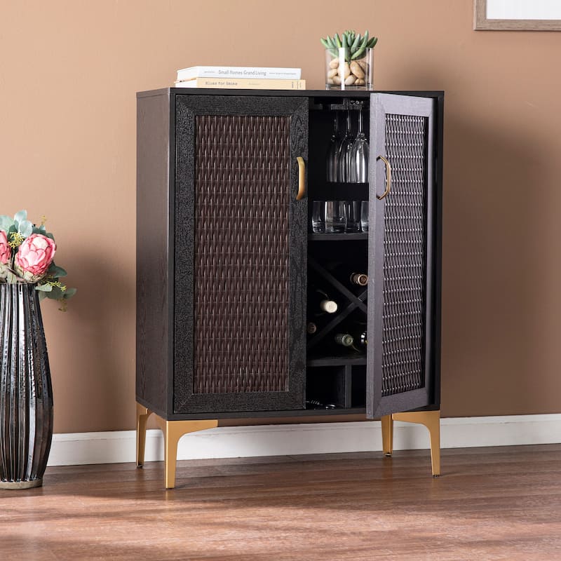 SEI Furniture Home Raintree Transitional Black Wood Bar Cabinet