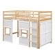 preview thumbnail 29 of 36, Wood Twin Size Loft Bed with Storage Wardrobe and 2 Windows, Gray