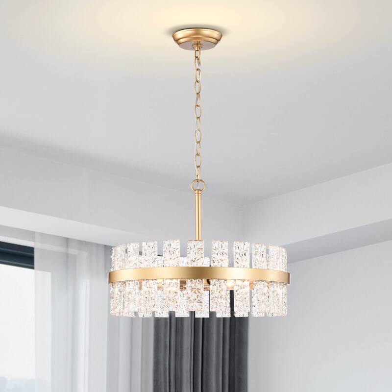 Casandra 6-light Drum Glass Strip Chandelier