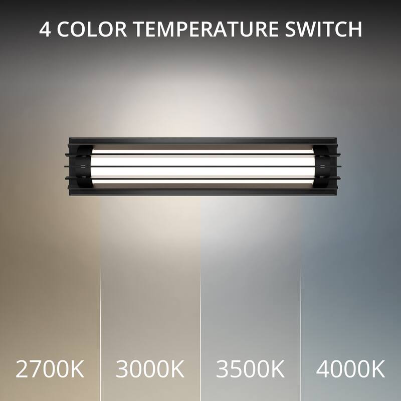 Moline 24in LED Outdoor Wall Light Selectable CCT 2700-3000-3500-4000K set to 2700K in Black - Black-3000K - 24