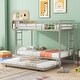 preview thumbnail 1 of 6, Silver Twin Over Twin Metal Bunk Bed with Trundle, Ladders, Easy Assembly
