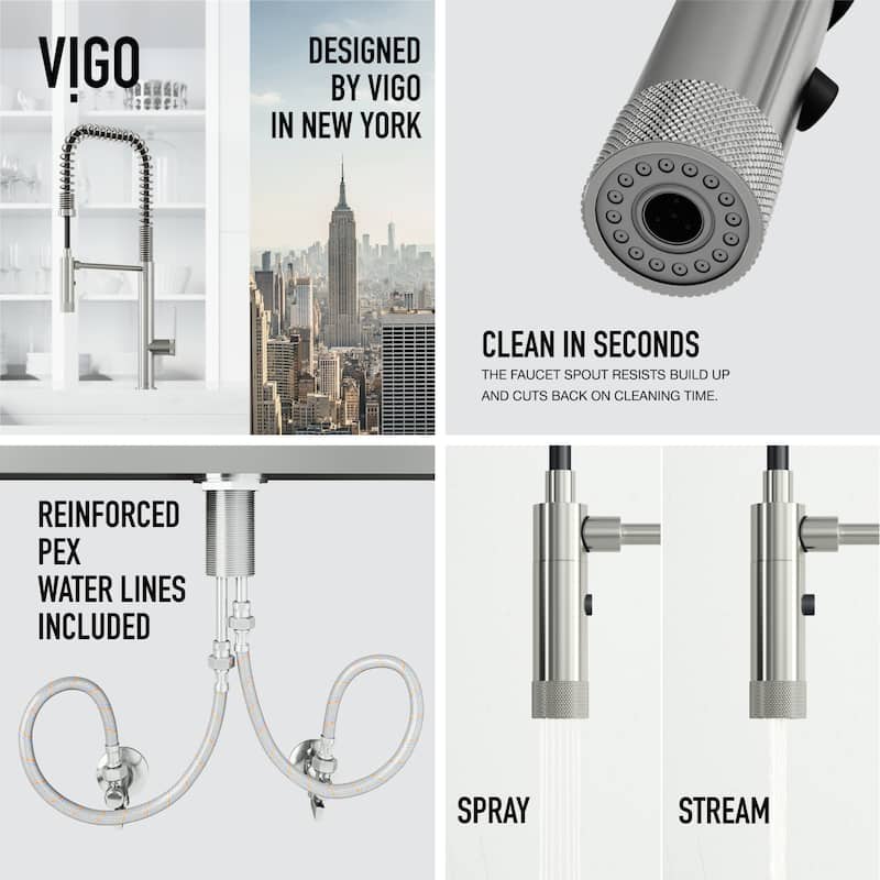 VIGO Sterling 23" H Single Handle Pull-Down Sprayer Kitchen Faucet