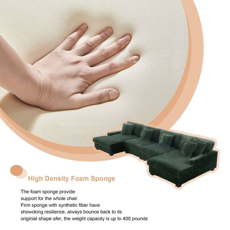 Cotton Flannel 3-Seat Modular Sectional Sofa with Chaise