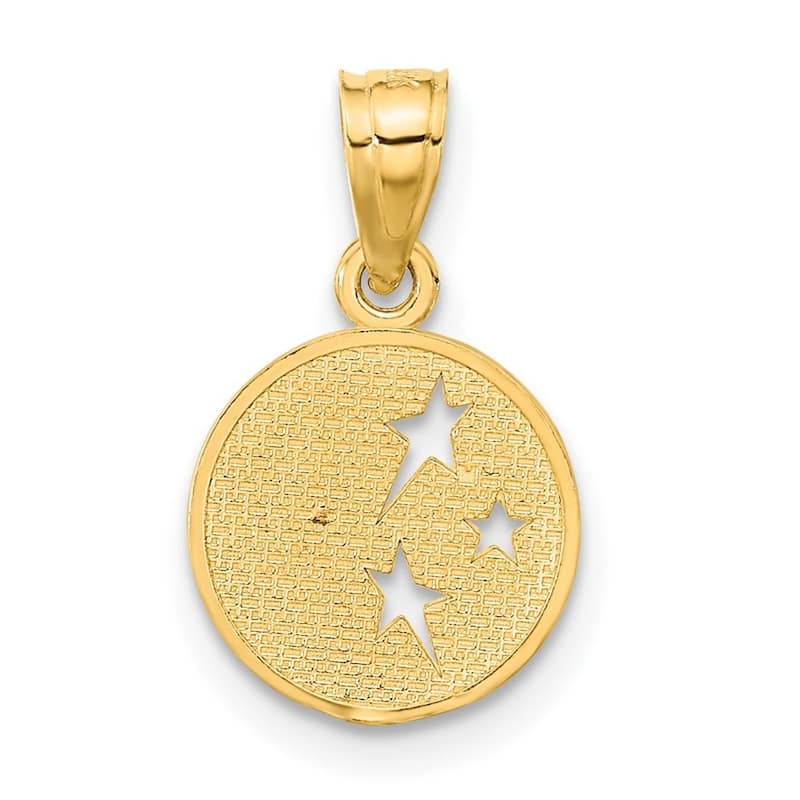 Curata 14k Yellow Gold 18" Moon with Three Stars Pendant Necklace - 20x13mm