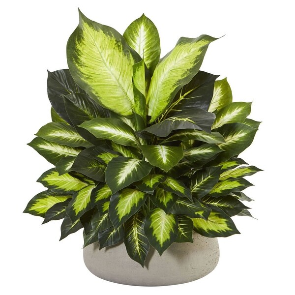 Nearly Natural Giant Dieffenbachia Artificial Plant in Stone Planter