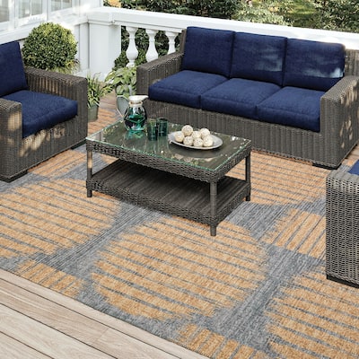 Indoor/ Outdoor Yuma Circles Washable Rug