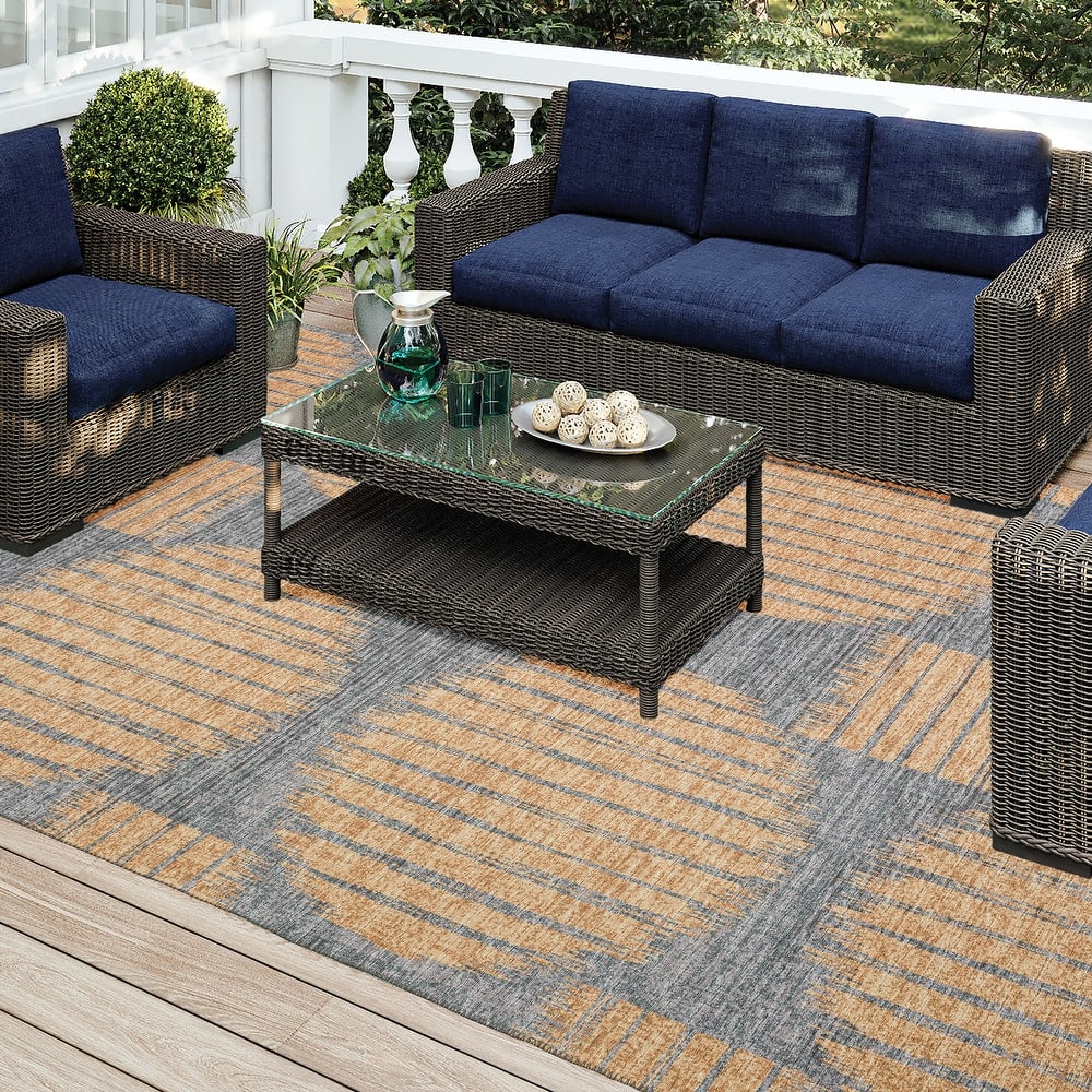 Indoor/ Outdoor Yuma Circles Washable Rug