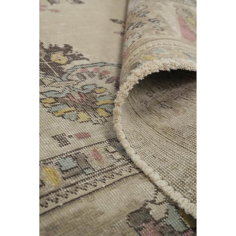 Hand Knotted Oriental 100% Wool Carpet Traditional Floral Beige & Ivories Tabriz Area Rug - 12' 3'' X 10' 0''