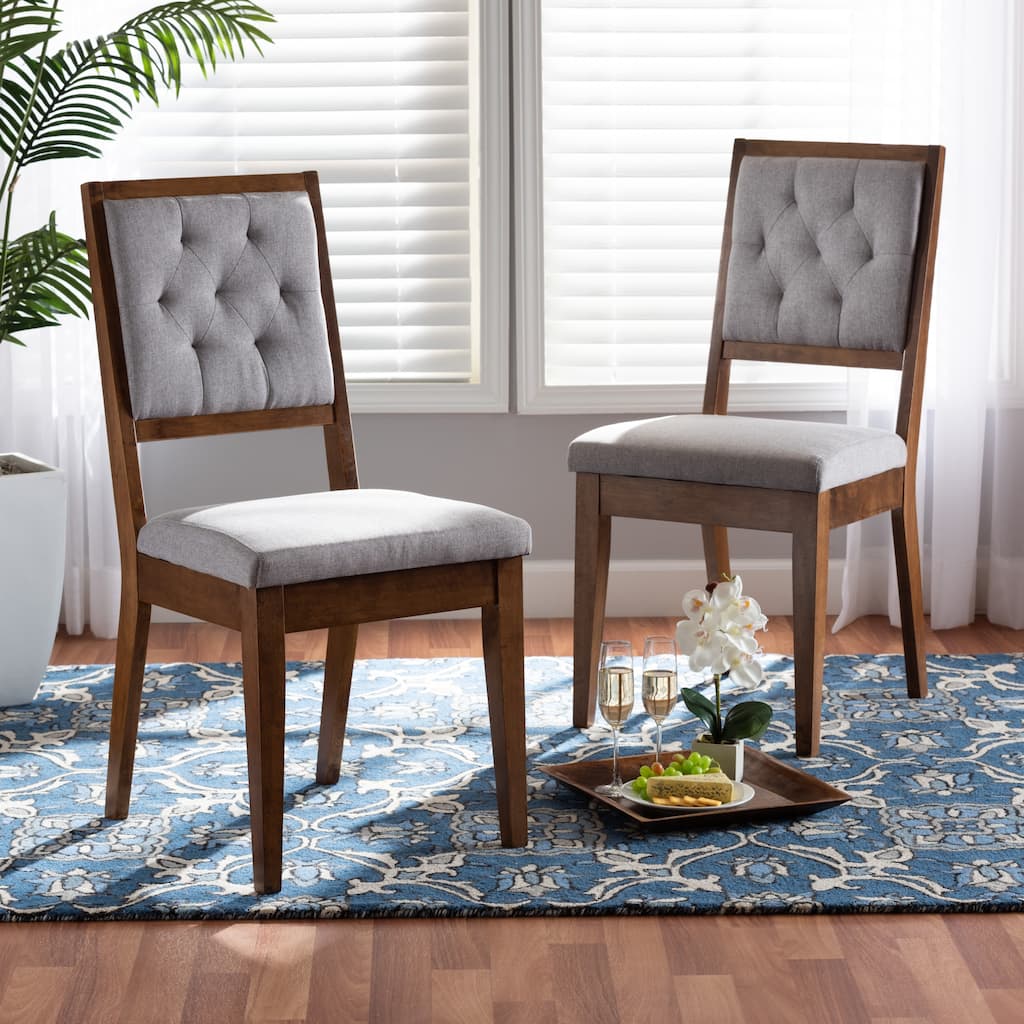 Gideon Modern & Contemporary Diamond-tuffed Wood Dining Chair Set(2PC)