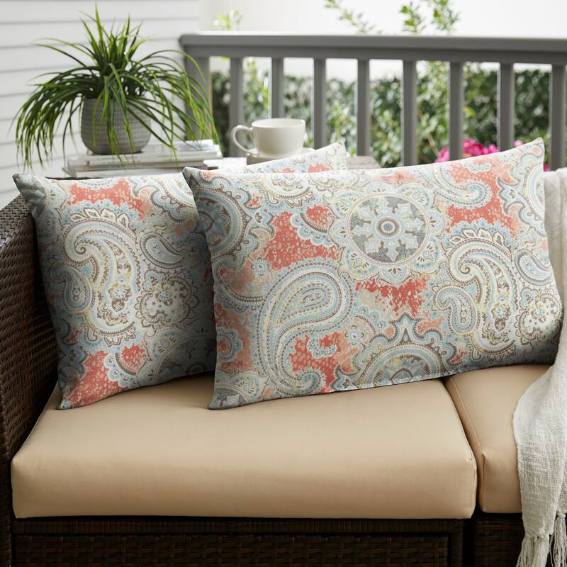 Sorra Home Outdoor Knife Edge Pillow Set of 2 - Richloom - Houssie Cinnabar