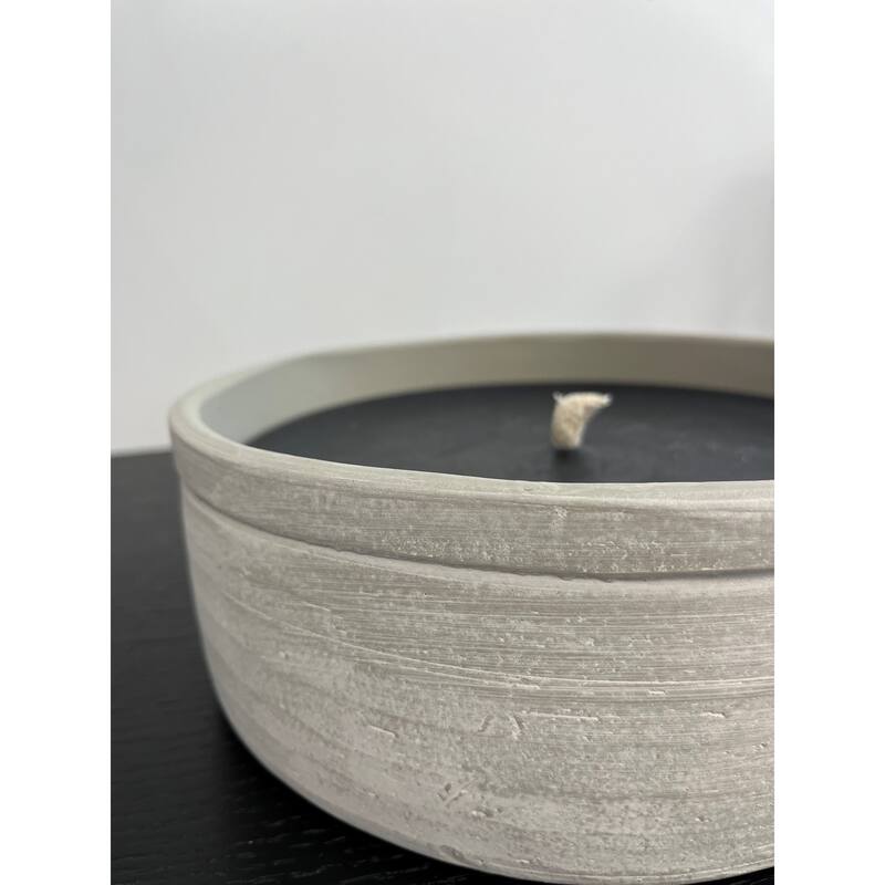 Terracotta Outdoor Round Grey Aged Candle Dia 9.06" - GREY