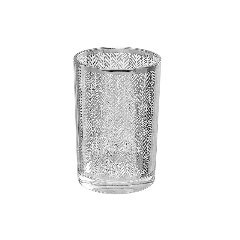 Glass Candle Holder Silver Leaf - N/A