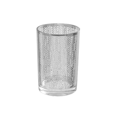 Glass Candle Holder Silver Leaf - N/A