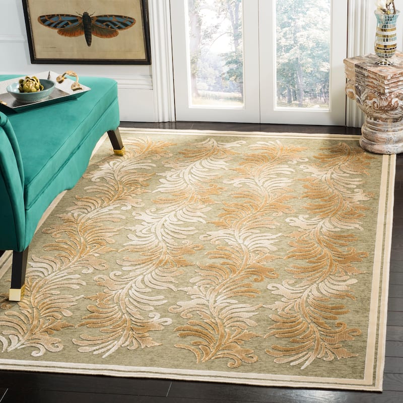 Martha Stewart by SAFAVIEH Handmade Plume Stripe Viscose Rug - 4'  x  5'7" - Green - Rectangle