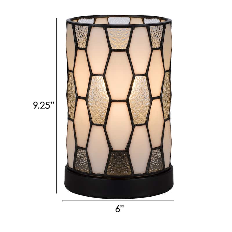 Eli 9 Inch Accent Lamp, Hand Painted Cylinder Tiffany Style Shade, Bronze