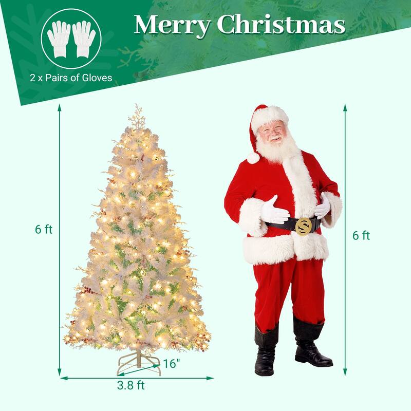Costway 6 FT Pre-lit Artificial Christmas Tree with 599 Branch Tips & - Peacock Blue & White
