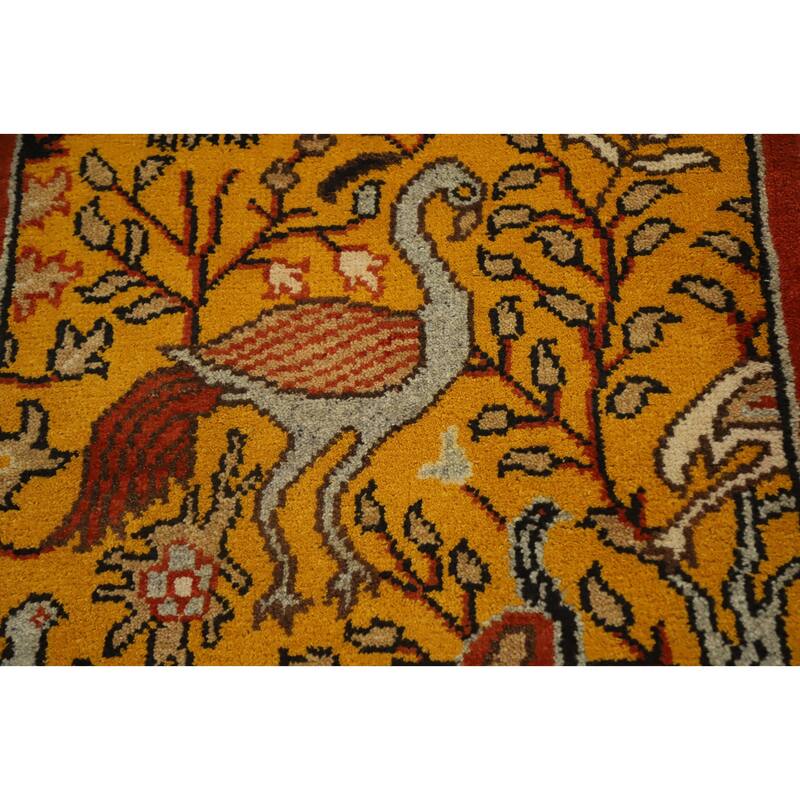 Hand Knotted Oriental 100% Wool Carpet Traditional Floral Oranges & Rust Ziegler Runner Rug - 8' 0'' X 2' 6''