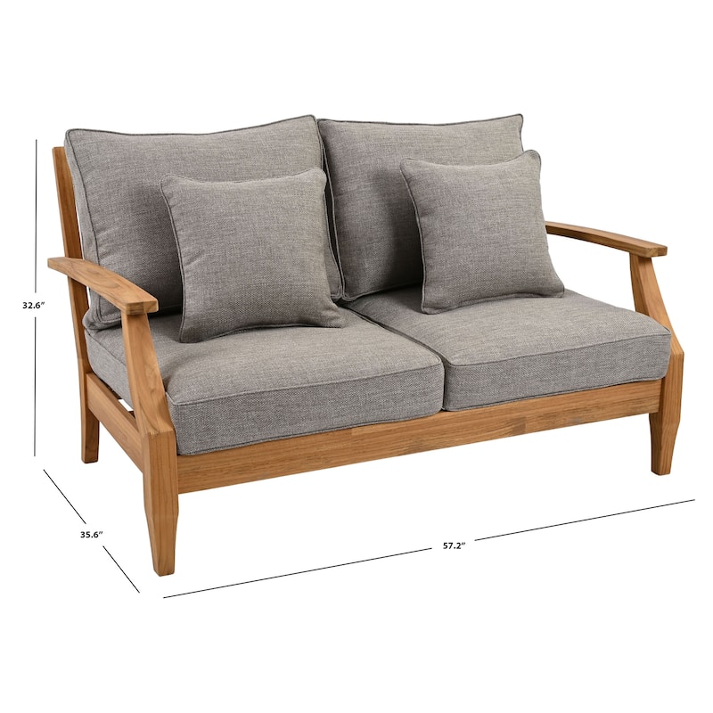 SAFAVIEH Couture Martinique Wood Patio Loveseat - 56"W x 35"D x 32"H