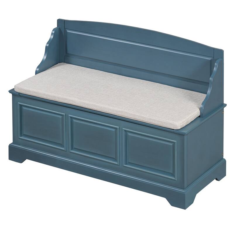 Retro Shoe Storage Bench with Safe Soft-Close Devices, Storage Chest with Hidden Storage and Cushion for Entryway, Hallway
