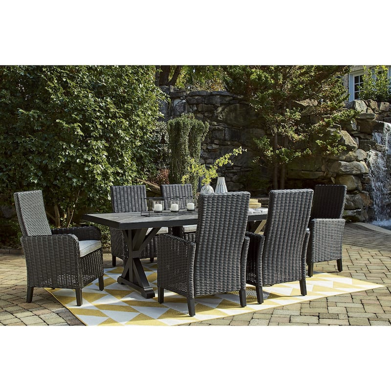 Signature Design by Ashley Beachcroft Black/Light Gray 7-Piece Outdoor Dining Package - 84.25" W x 42.25" D x 29.25" H