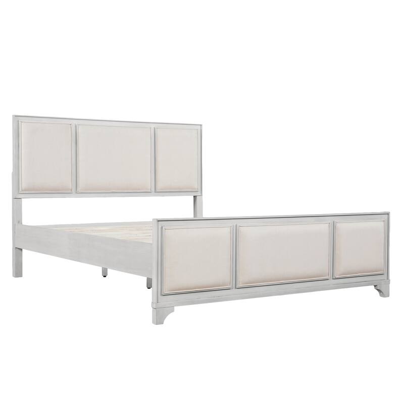 Christopher Knight Home - Hendrix Modern Farmhouse Upholstered Wood Platform Bed with Panel Headboard and Footboard