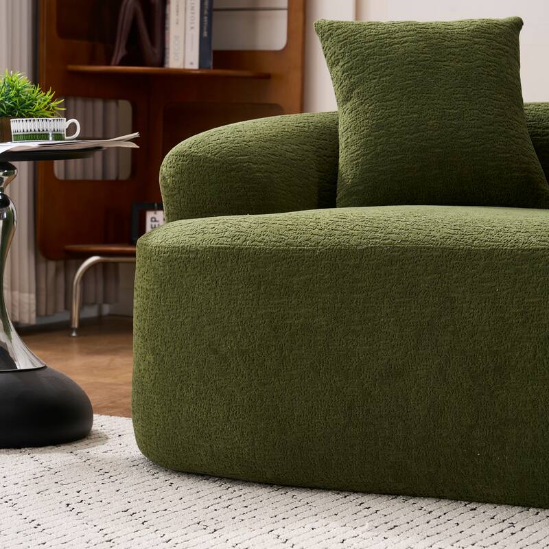Full Compression Sponge Couch Chenille Floor Curved Loveseat Sofa