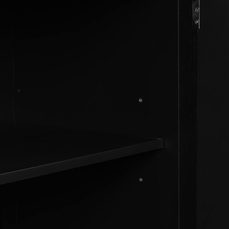 Modern Three-Door Sideboard with Artistic Curved Swirl Doors, Adjustable Shelves, and Central Support Leg
