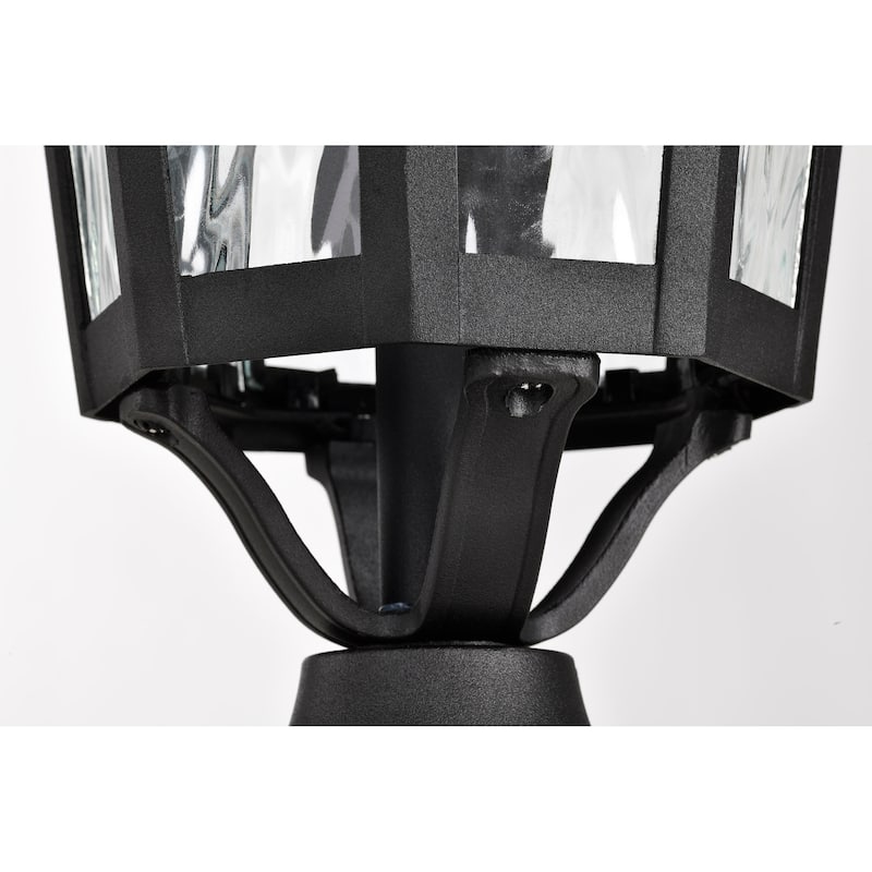 East River Outdoor Post Light Pole Lantern 1 Light Matte Black Finish Clear Water Glass