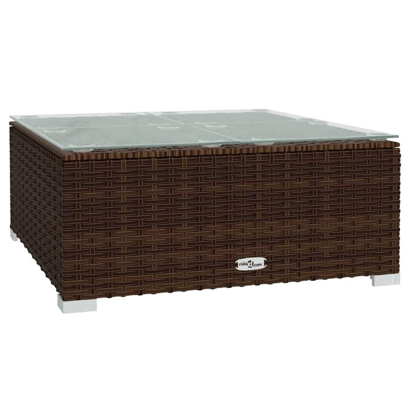 vidaXL Patio Lounge Set with Cushions Poly Rattan Brown - 27.6" x 27.6" x 24" - 27.6" x 27.6" x 24"