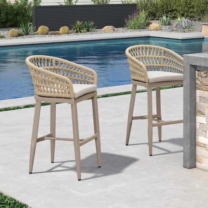 PURPLE LEAF Outdoor Dining Chairs Set of 2 Patio Bar Stools