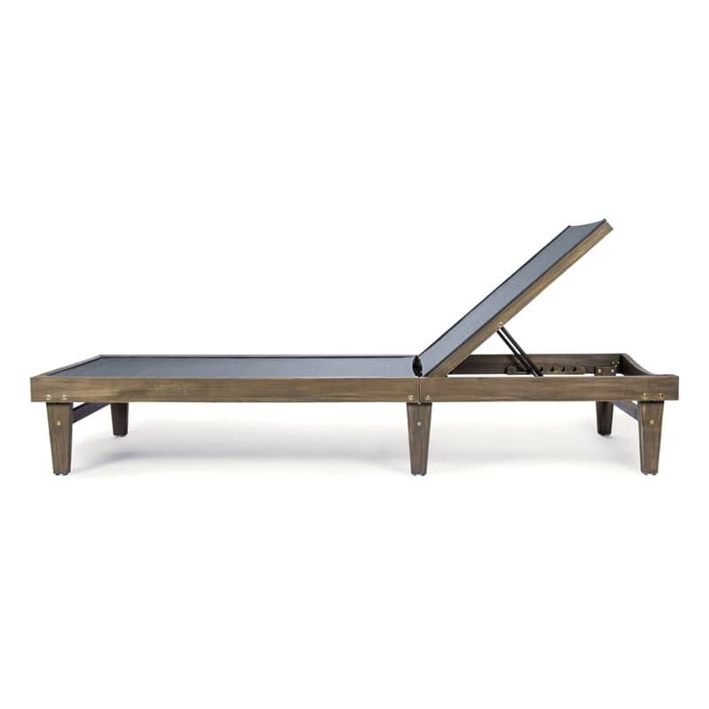 Summerland Acacia Wood Chaise Lounge with Premium Mesh Seat - Outdoor Patio Relaxation Recliner