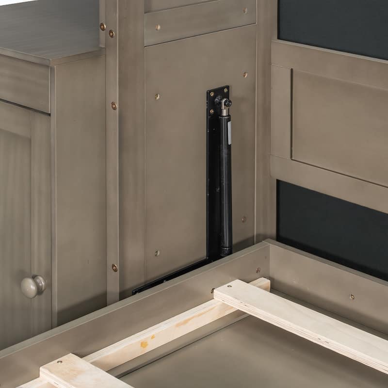 Queen Murphy Bed with Desk, Storage Shelves and Cabinets, Hidden Wall Bed for Home Office Space Saving Furniture