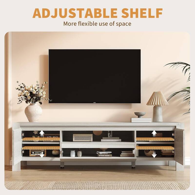 63" Farmhouse TV Stand Entertainment Center with Doors and Cabinets